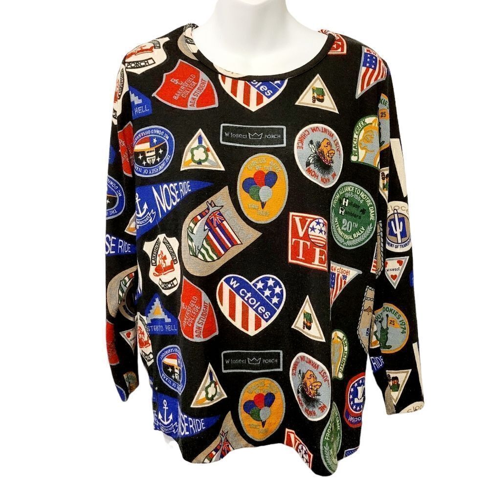 2/$20 Vintage Y2K Funny Graphic Crewneck Blouse Top Size: Large